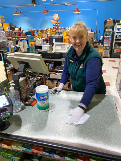 Covid-19 Protocol; gloves, disinfect surfaces